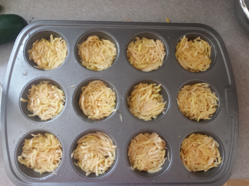 In the cupcake holders. I also brushes a bit of EVOO on top of each one for crispiness.